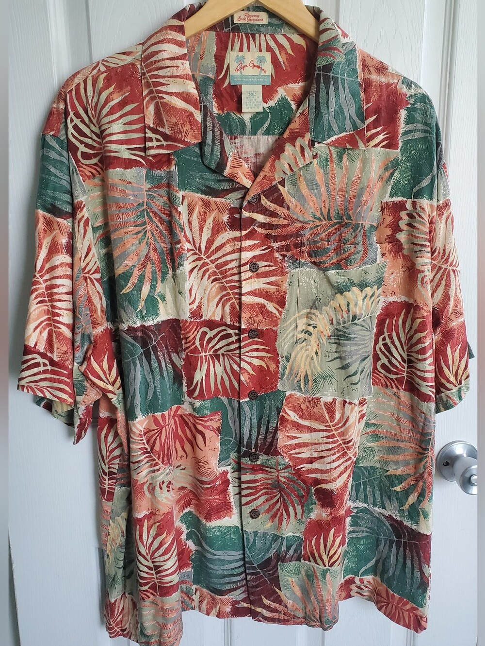 Reyn Spooner Regency 100% Silk Jacquard Hawaiian Aloha Shirt Vintage Tropical XL